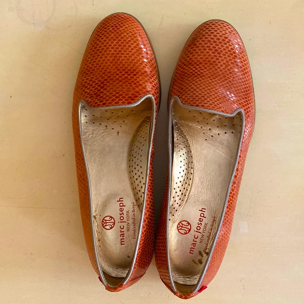 Mark Joseph leather loafers in orange with gold trim